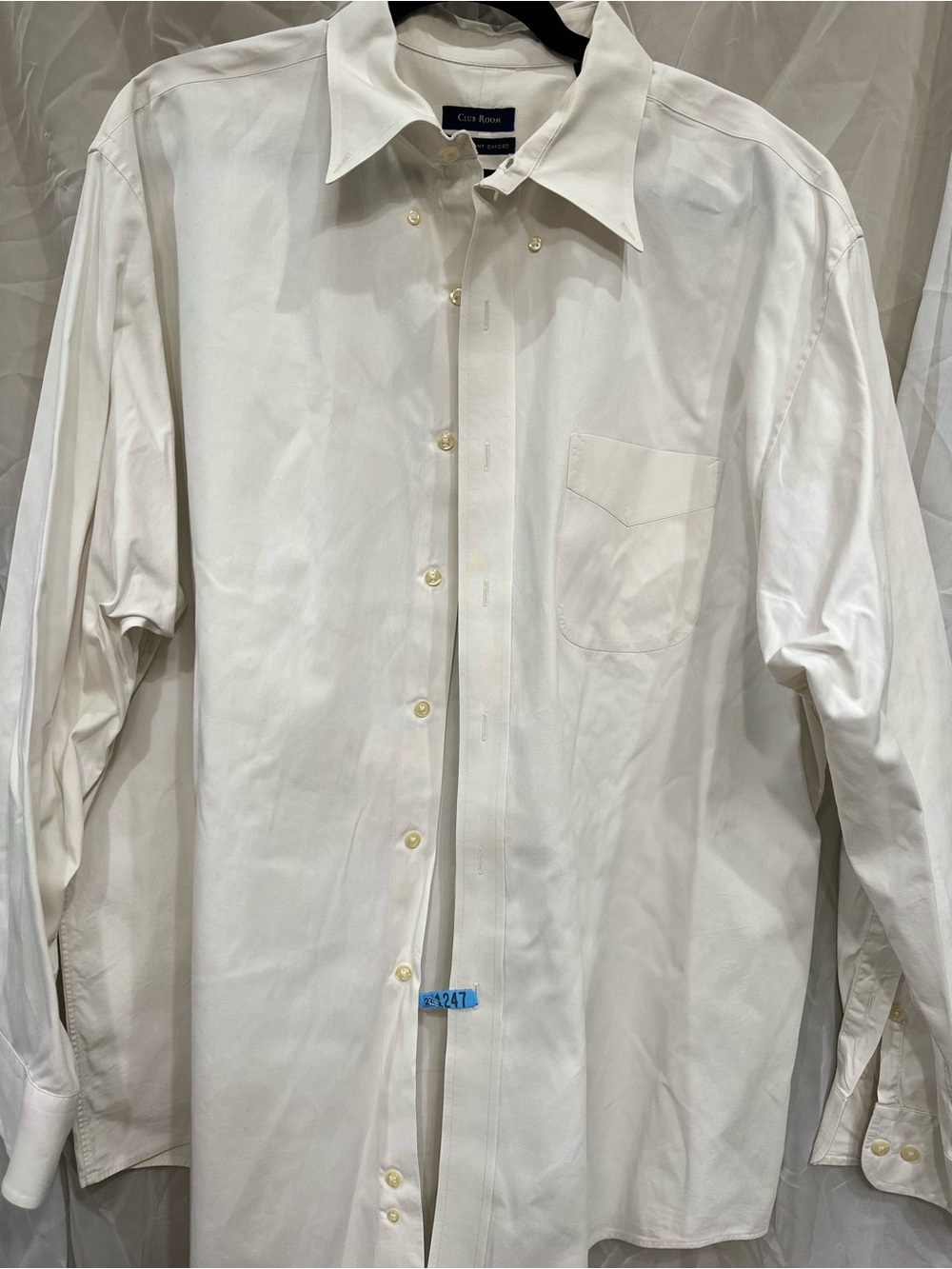 Club Room Crisp White Long-Sleeve Dress Shirt with Chest Pocket